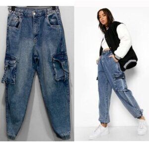 Bluenotes Blue Boyfriend Baggy cargo Jeans Joggers fits Medium
